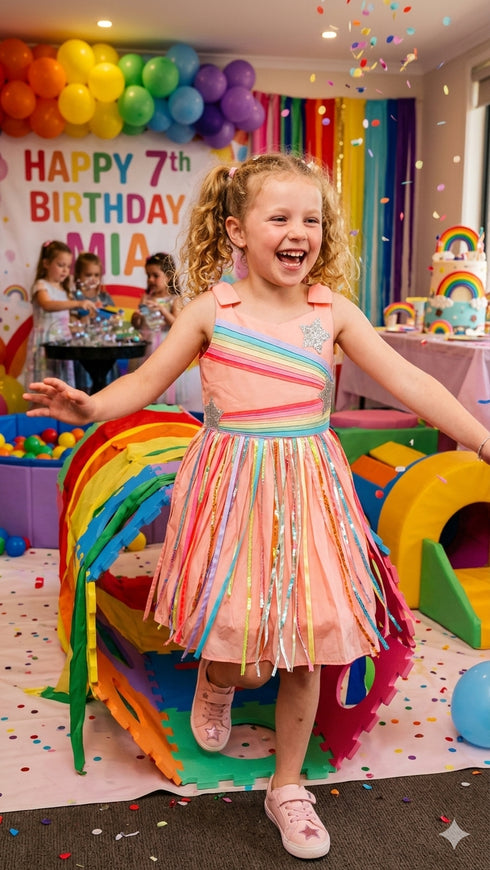 Rainbow Shooting Star Sequin Dress