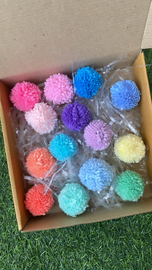 Box of Rainbow Pompoms