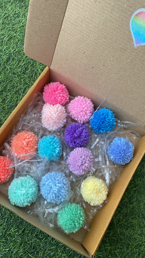 Box of Rainbow Pompoms