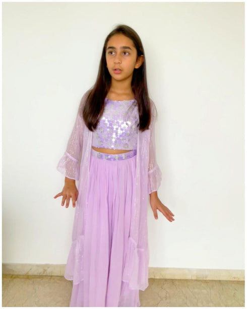 Lilac Glitter Sharara Set