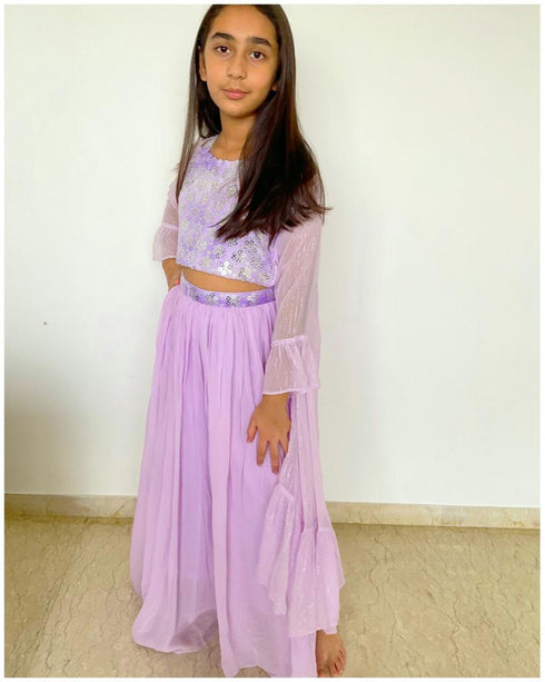Lilac Glitter Sharara Set