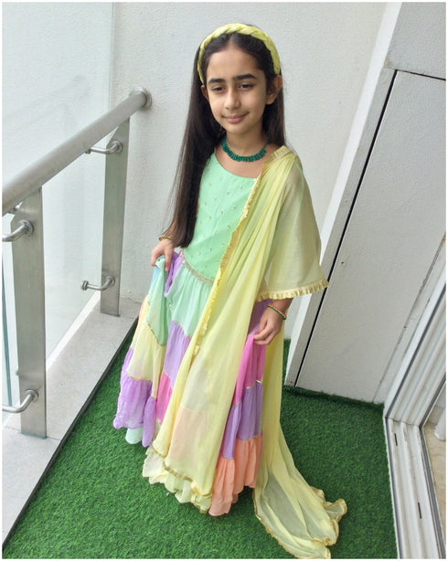 Checked Choli + Ghaghra Set